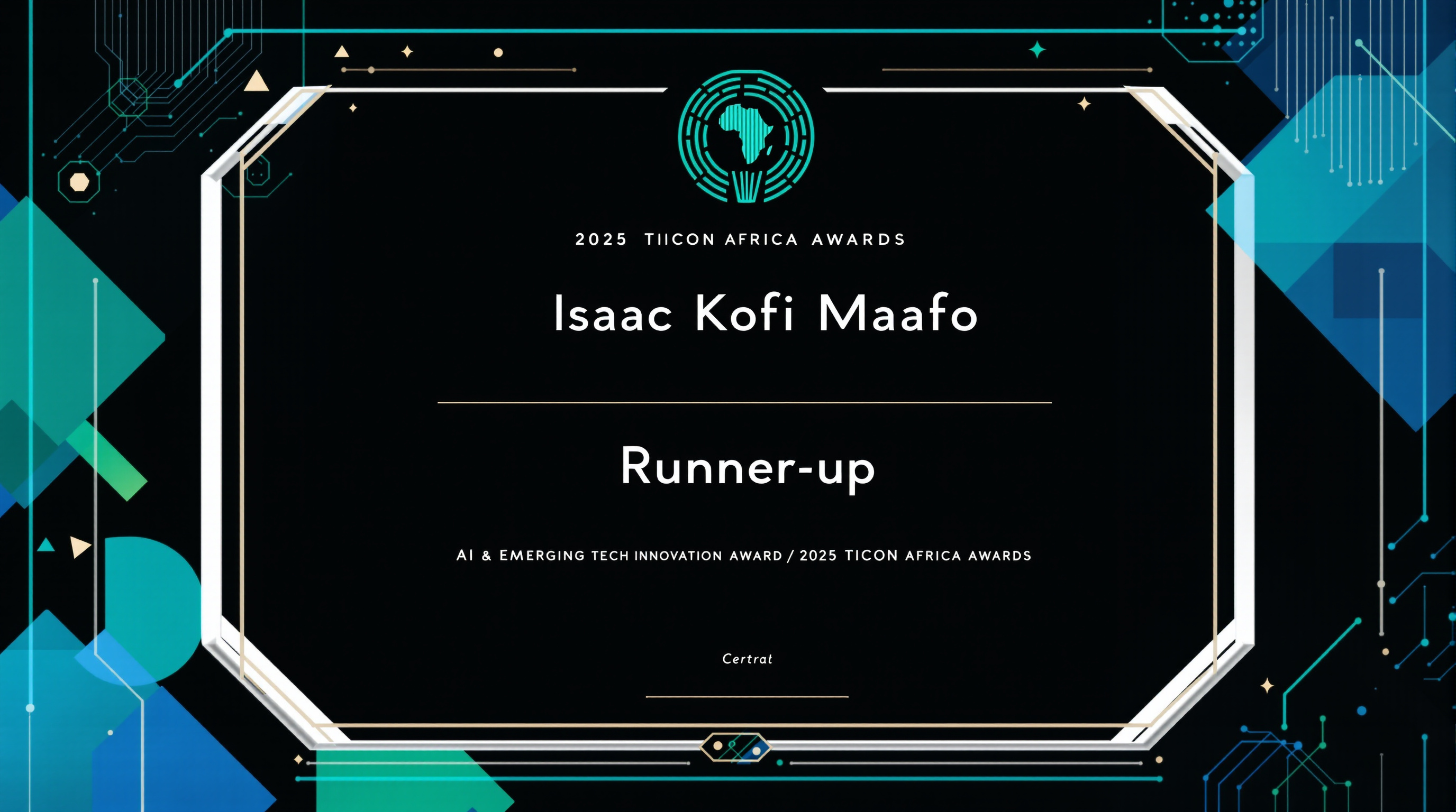Isaac Kofi Maafo Named Runner-up in TICON Africa AI & Emerging Tech Innovation Awards 2025